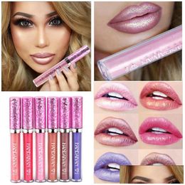 Lip Gloss Handaiyan 6 Color Diamond Luster Lipgloss Charm Glitter Pearlescent Nonstick Cup Makeup Liquid Lipstick Drop Delivery Heal Dhg2W