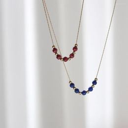Pendant Necklaces Natural Garnet Lapis Lazuli Stainless Steel Vintage Fashion Necklace Charm 18K Gold Plating Jewelry