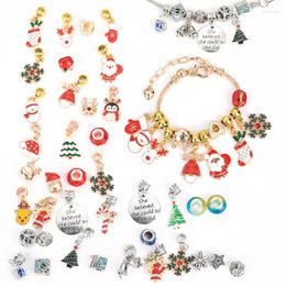 Charm Bracelets Handmade DIY Beaded Christmas Bracelet Set Santa Claus Tree Snowflake Elk Bead Pendant Xmas Jewellery