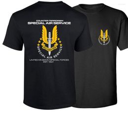 Men's T Shirts SAS SPECIAL AIR SERVICE BRITISH ARMY UNITED KINGDOM FORCE MEN'S SHIRT BOTH SIDES PRINTED COTTON BASIC TOP TEES