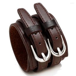 Charm Bracelets WANGAIYAO Fashion Car Line Punk Style Personality Leather Bracelet Simple And Versatile Wide Double-layer Men's Brac