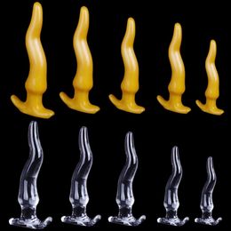 Anal Toys S/M/L/XL/XXL Huge Anal Dildo Sex Toys for Women/Men Long Buttplug Hook Shape 18 Anal SexToys Butt Plug No Vibrators Deep Dildos L230306