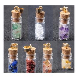 Charms Fashion Gravel Hearling Crystal Energy Stone Drift Bottle Pendant Accessories Diy Jewelry Making Drop Delivery Findings Compon Dh3Zi