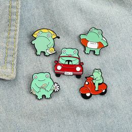 Brooches 2023 Trend Enamel Pins Cartoon Cute Funny Frog Brooch Collar Pin Broches For Women Clothing Metal Badges Jewellery Accessories