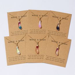 Fashion Make a Wish Gift Card Pendant Necklace Drop-shaped Opal Necklaces Jewelry Accessory For Women