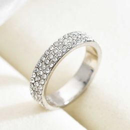 Band Rings Fashion Classic Crystal Wedding Rings For Women Female Luxury Silver Colour Bridal Ring Jewellery Girls Party Gift Accessories AA230306