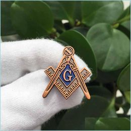 Pins Brooches 100Pcs Square And Compasses With G Pins Masonry Soft Enamel Masonic Mason Lapel Pin Badges Metal Craft Drop Delivery J Dhqju