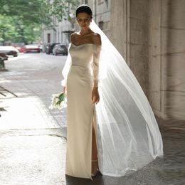 Wedding Dress Other Dresses Elegant Off The Shoulder Long Puff Sleeves Lace Appliques Bridal Gowns Side Split Floor Length Vestido De