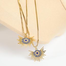 Pendant Necklaces KouCh Wholesale Designer Sunshine Blue Eyes Big Charms Vintage Gold Color Fine Jewelry Classic Collier