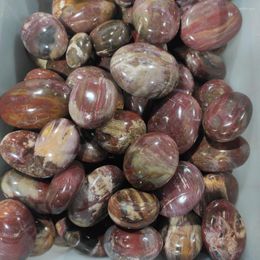 Decorative Figurines 1pcs Natural Petrified Wood Palm Stone Crystal Healing Gem Pebble Worry Therapy Irregular Shape