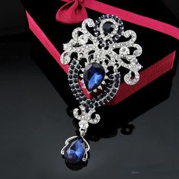 Американские Diamons Crystal Crown Drop Brooches Pins Corsage Scharf Clips Обручальные свадебные броши для женщин мужские ювелирные украшения и песчаный подарок