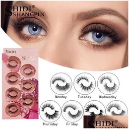 False Eyelashes 7 Pairs Weekly Mink Different Designs Meet Daily Needs Contains Tweezers Holographic Packaging Repeated Use Thick Co Dh04H