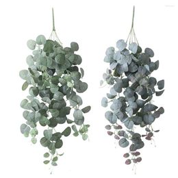 Decorative Flowers Garland Wedding Hanging Greenery Bouquet Silk Artificial Eucalyptus Leaves Plants Fake Plant