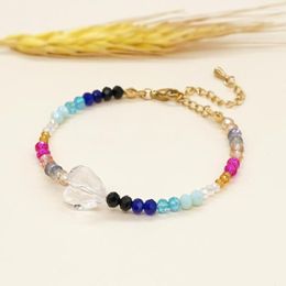 Strand Go2Boho Crystal Clear Beads Heart Bracelet Fashion Jewelry Multicolor Cut Glass Beaded Summer Beach Bracelets For Women