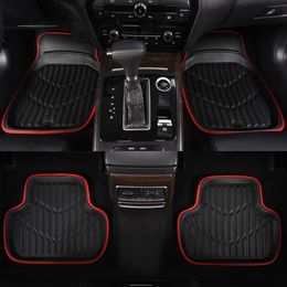 pets Universal Floor Mats Pu Leather Black Red Waterproof Anti Dirty Lightweight Classic Auto Foot Rugs For All s Car Styling R230307