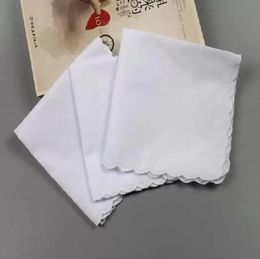 300 pcs Cotton Handkerchiefs Towels Cutter DIY Blank scallop Party Decoration Cloth Napkins Craft Vintage Hanky Oman Wedding Gifts