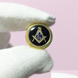 Pins Brooches 10Pcs Masonic Pins Metal Button For Id Card Rope Black Enamel G Compass And Square Lapel Pin Badge Masonry Masons Cra Dhqge