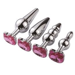 Anal Toys Colourful Metal Anal Plug Sex Toys Stainless Smooth Steel Butt Plug Tail Crystal Jewellery for Women Man Anal Dildo L230306