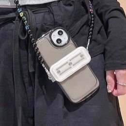 Cell Phone Straps Charms Transparent Mobile Crossbody Lanyard Case Back Clip Bracket Detachable for DIY Universal Holder Chain