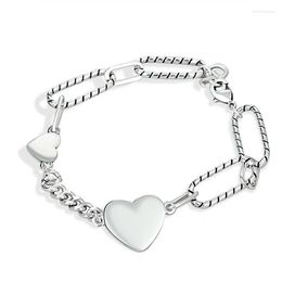 Charm Bracelets Vintage Punk Korean Silver Colour Heart Geometric Bracelet &Bangle For Women Wedding Jewellery SL058
