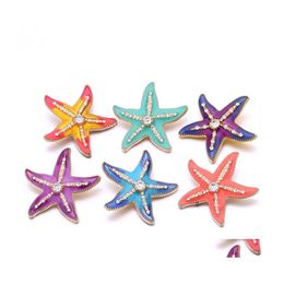 Clasps Hooks Radiant Painting Color Clasp Rhinestone Gadget Starfish 18Mm Snap Button Charms For Snaps Diy Jewelry Findings Suppli Dhel3