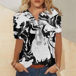 Women's Blouses Abstract Painting Linen Blouse 2023 Summer Tops Casual Short Sleeve For Women Print Office Ladies Button T Shirt Tunics
