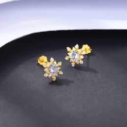 French Retro Colorful Gem Snowflake s925 Silver Stud Earrings Brand 18k Gold Plated Women Earrings Luxury Premium Jewelry Gift