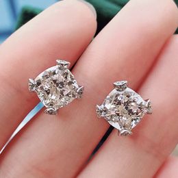 Vintage Lab Diamond Stud Earring 925 Sterling silver Party Wedding Earrings for Women Men Promise Birthday Jewelry Gift