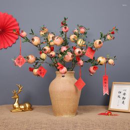 Decorative Flowers Artificial Pomegranate Fruit Year's Festival Plastic Flower Model Room Desktop Decoration