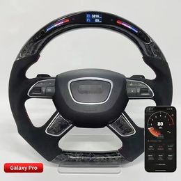 Real Carbon Fiber Steering Wheel for Audi A6 A8 Car LED Performance Wheels