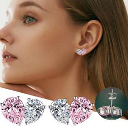 Hoop Earrings Sweet And Cool Pink Heart Shaped Simple Design Super Flash Love Color Dainty Set Mini Hoops