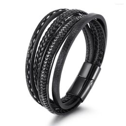 Strand Fashion Multi-Layer Hand Woven Leather Bracelet Men's Personality Magnet Clasp Accessories National Style Gift