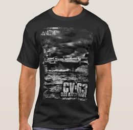 Men's T Shirts USS CV-63 Kitty Hawk Aircraft Carrier Shirt. Short Sleeve Cotton Casual T-shirts Loose Top Size S-3XL