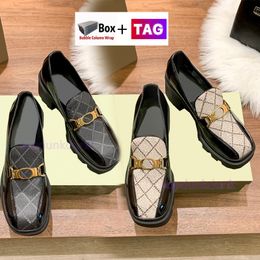 With Box Womens Dress Shoes Mid-Heel Platform interlocking Luxury Designer Sandals Casual Round Toes Moccasins Women Shoe Size 35-40