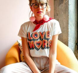 Women's T Shirt Summer Love More Letters Sweet Style Casual white Tshirts Vintage 80S 90s Graphic Cotton Tees Plus Size Ins Fashion Tshirt Women 230306