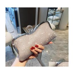 Handbags Purses Sparky Women Bridal For Prom Party Beads Gold Black Evening Clutches Chain Bag Hand Bags Drop Delivery Wedding Eve Dhwms