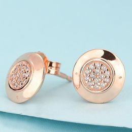 Fashion design Luxury 18K Rose gold Signature Stud Earrings 925 Sterling Silver Women Earring Set