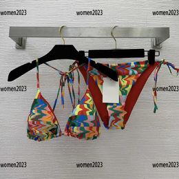 women Swimwear lady bikini girl Split swimsuit Size S-XL Rainbow letter-printed bra underwear and strappy briefs new arrival Mar06