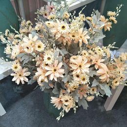 Decorative Flowers 15 Heads Dahlia Artificial Flower For Wedding Birthday Party Home Decoration Fake Branch Garden Decor Plant