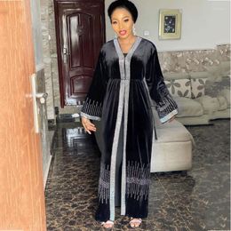 Ethnic Clothing Velvet African Muslim Abaya Dresses For Women Autumn Winter Diamond Islamic Africa Long Maxi Dress Moroccan Kaftan Lady