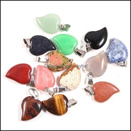 Charms Natural Quartz Heart Stone Pendant Diy Jewelry Healing Crystals Hearts Chakra Pendants Charm For Making Drop Delivery Finding Dh6Pq