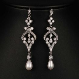 Charm Emmaya Fashion Simulated Pearl CZ Bridal Long Earrings Jewelry Fashion Cheap Earrings for Women Party Jewelry G230307