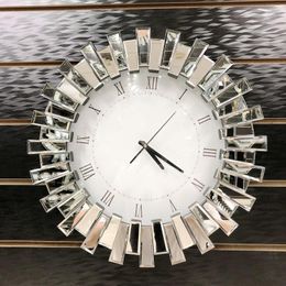 Wall Clocks Personalised Fashion Clock Restaurant Home Light Luxury Decorative Creative Mirror Mute Solar Movement