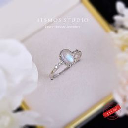 Cluster Rings ITSMOS Natural Labradorite Ring Solid s925 Sterling Silver Gemstone 6*8mm Blue MoonLight Delicate Jewellery Band Rings for Women G230228 G230307