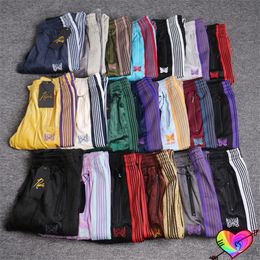 Mens Pants Multicolor Needles Sport Men Women 1 1 High Quality Multi Embroidered Butterfly Stripe AWGE Trousers 230307