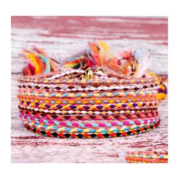 Link Chain Jewellery Writing And Playing Handmade Bracelet Twisted Thread Link Tibetan Cotton Copper Bead Tassel Hand Rope Adjustable Dhdfn