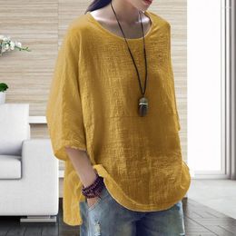 Women's Blouses Woman Linen Blouse Shirt Plus Size Solid Colour Top Tunics Female Casual Loose Blusas Femme Summer Spring Clothes