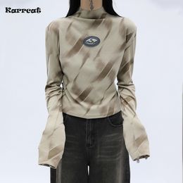 Women's T-Shirt Karrcat Grunge Turtleneck T Shirt Cyber Y2k Tops Korean Fashion Chic T-shirts 3D Harajuku Tee Shirt Vinatage Streetwear 00s 230307
