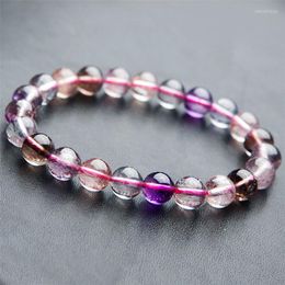 Strand 8mm Genuine Colourful Natural Super Seven Melody Stone Bracelet Women Female Stretch Round Crystal Bead