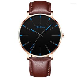 Wristwatches Simple Quartz Watch Men Waterproof Business Genuine Leather Bracelet Fashion Sport Clock Black White Dial Relogio